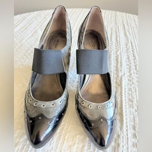 Victor Alfaro Black & Gray Mary Jane Heels with Elastic Band, size 8